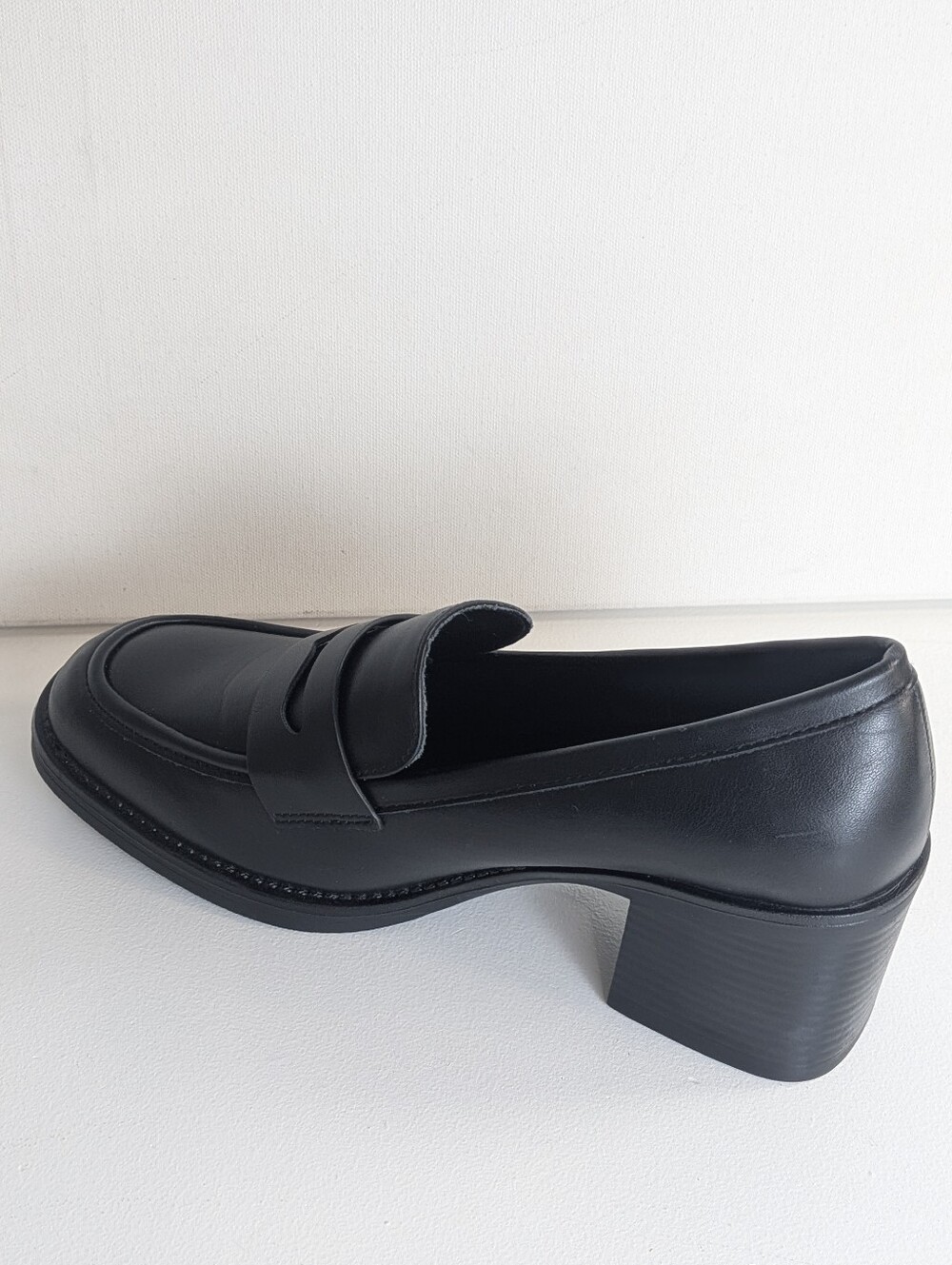 Shibever Block Heel Loafer Pump Shoes Womens Size 9 Black New School Girl - Picture 3 of 10